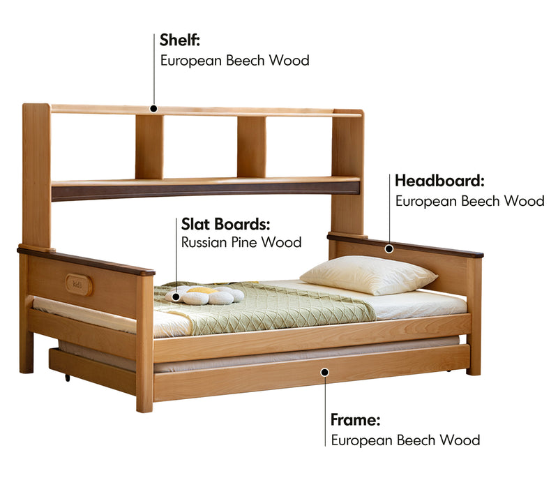 Scandinavian Beech Wood Kids Bunk Storage Bed VELTO Material Details Chart