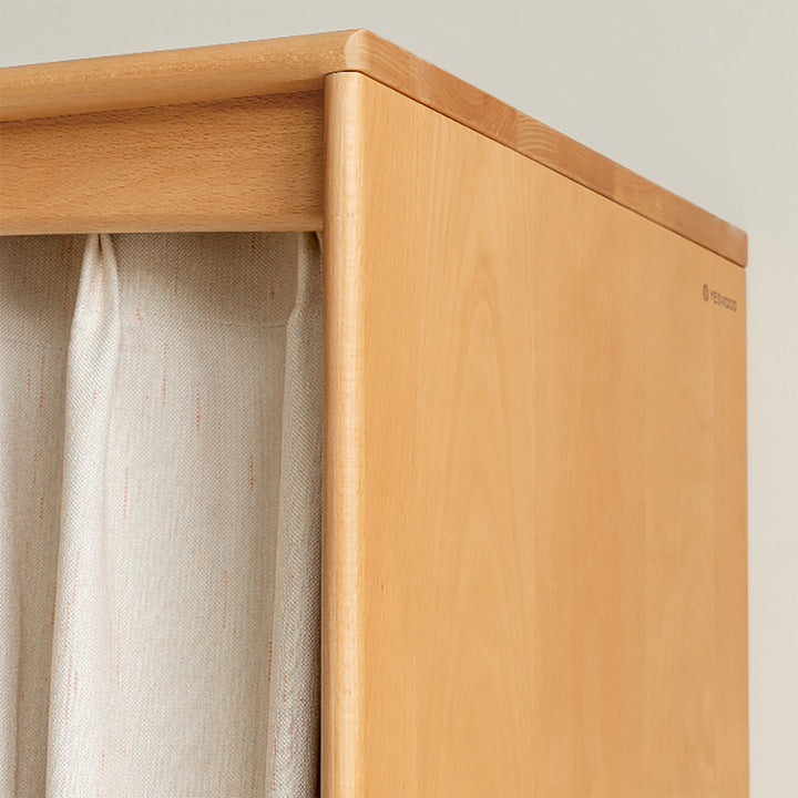 Scandinavian beech wood wardrobe peblo in details.