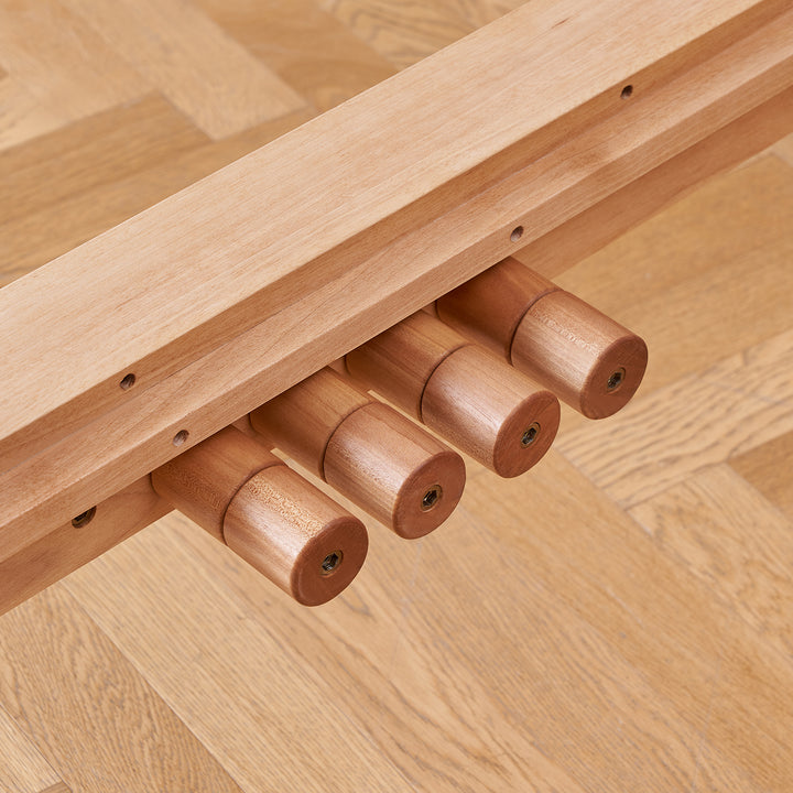 Scandinavian birch wood kids sidecar bed with mattress set myka in still life.