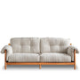 Scandinavian Chenille Velvet Fabric Cherry Wood 3 Seater Sofa OPEN BACKED