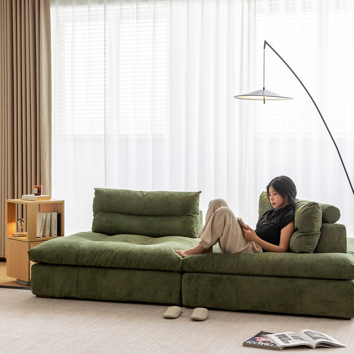 Scandinavian chenille velvet fabric modular 1 seater sofa layered structure.