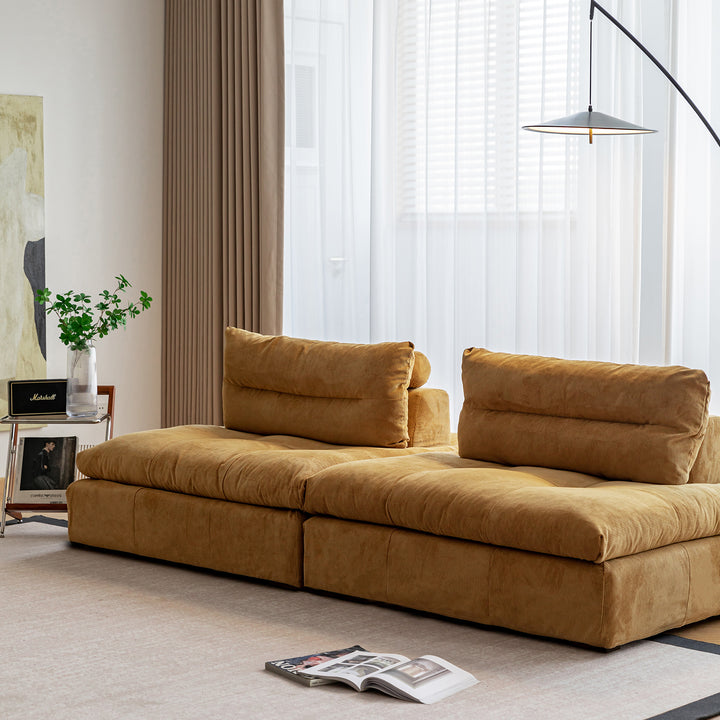 Scandinavian chenille velvet fabric modular 1 seater sofa detail 5.