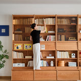 Scandinavian cherry wood bookshelf vista primary product view.