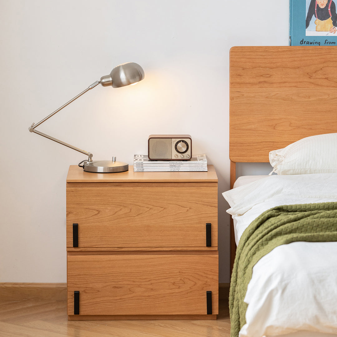 Scandinavian cherry wood cabinet dottie in details.