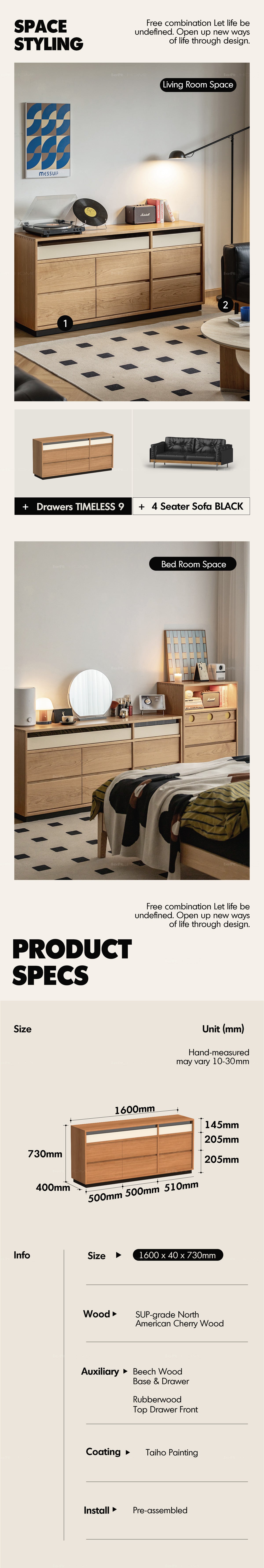 Scandinavian Cherry Wood Chest Of Drawers TIMELESS 9 Good to Know - 7