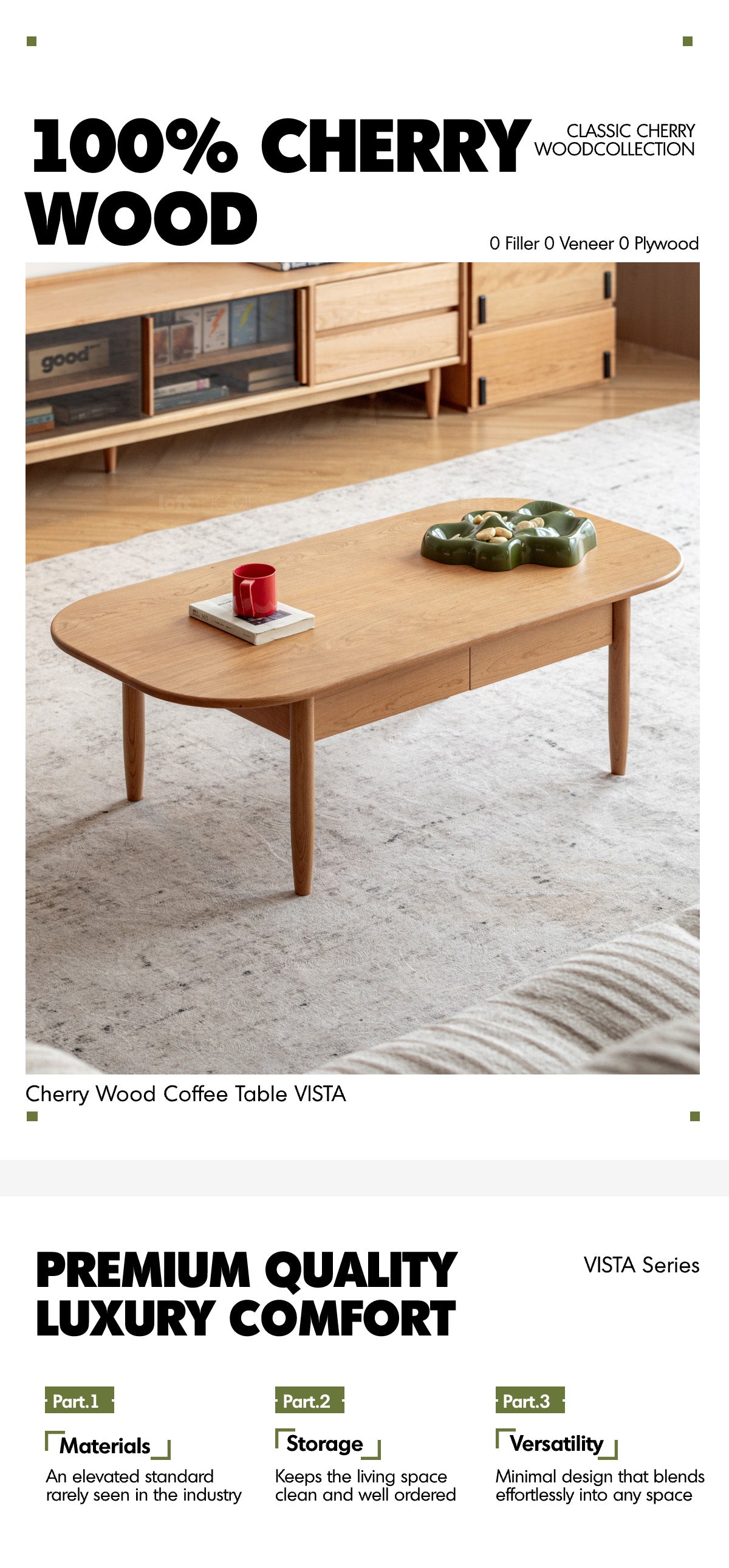 Scandinavian Cherry Wood Coffee Table VISTA Good to Know - 1