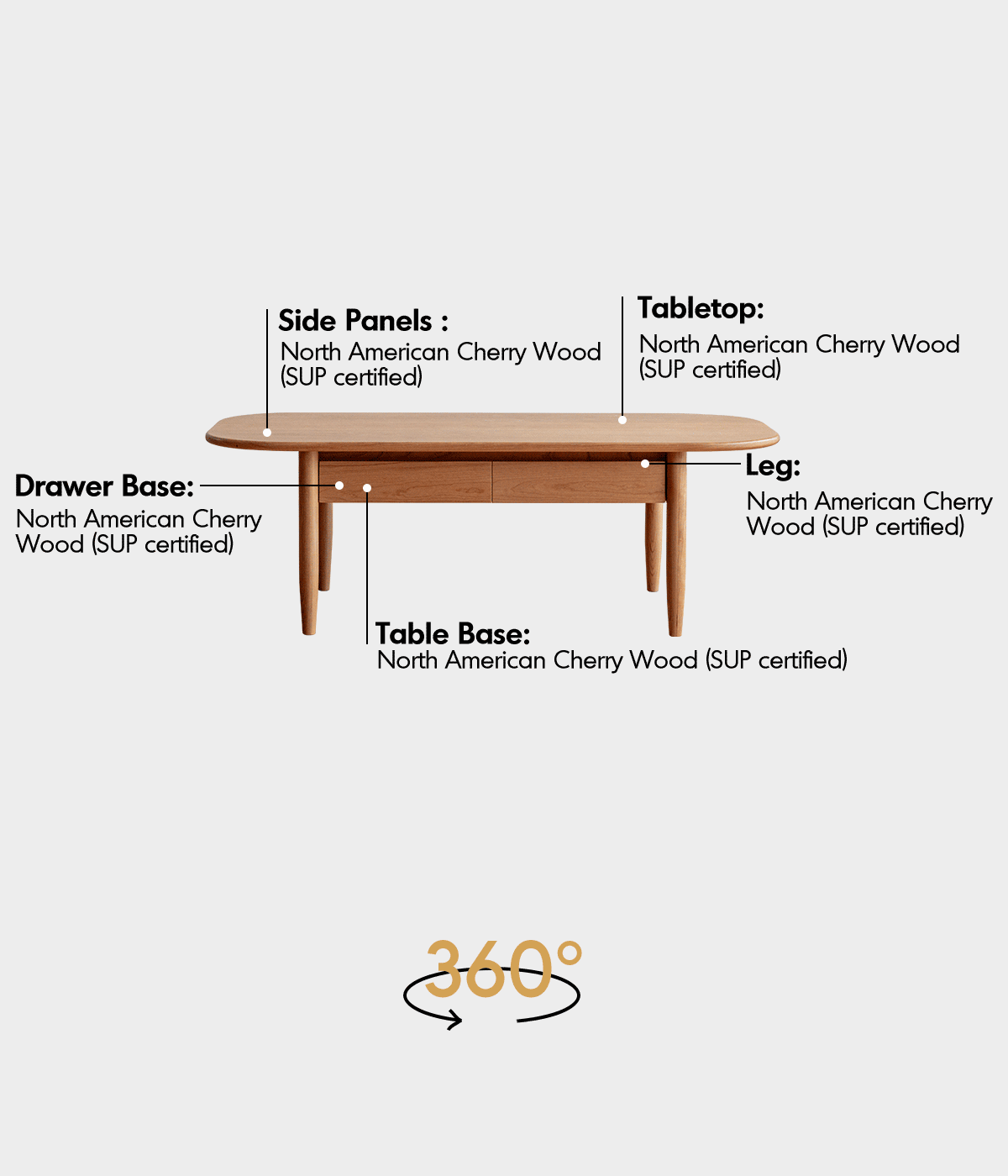 Scandinavian Cherry Wood Coffee Table VISTA Good to Know - 2