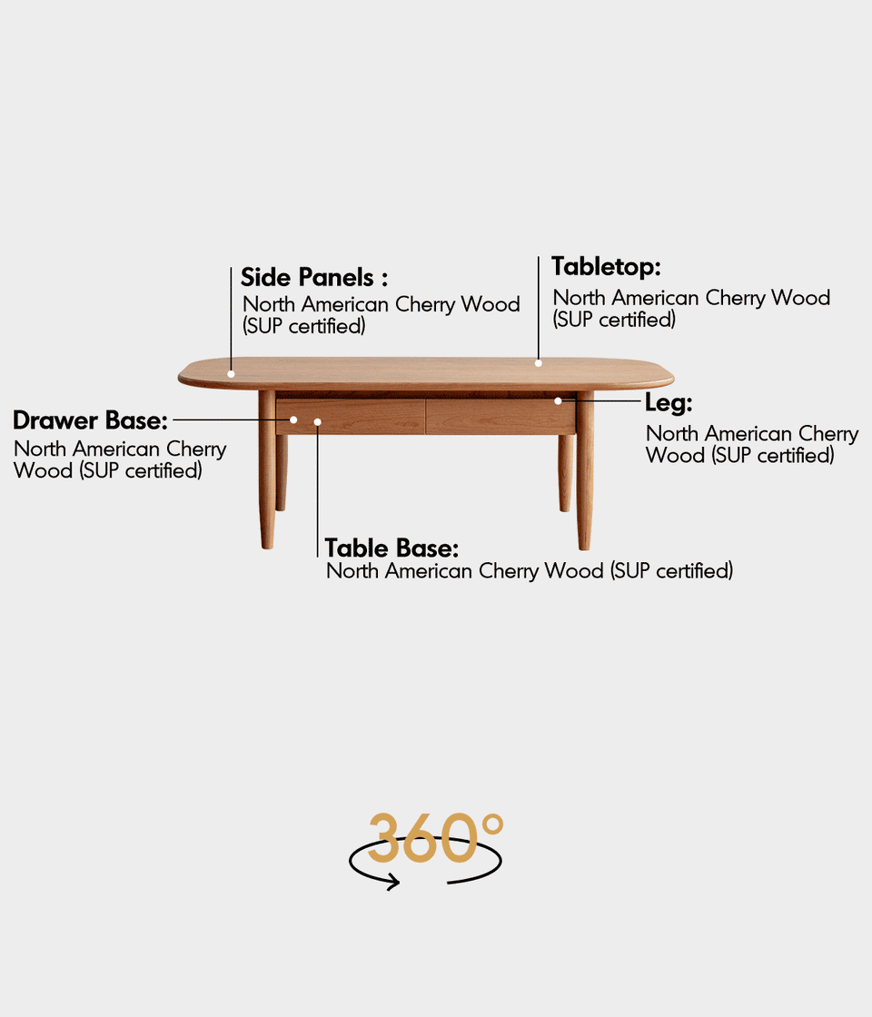 Scandinavian Cherry Wood Coffee Table VISTA More Details and Instruction_2