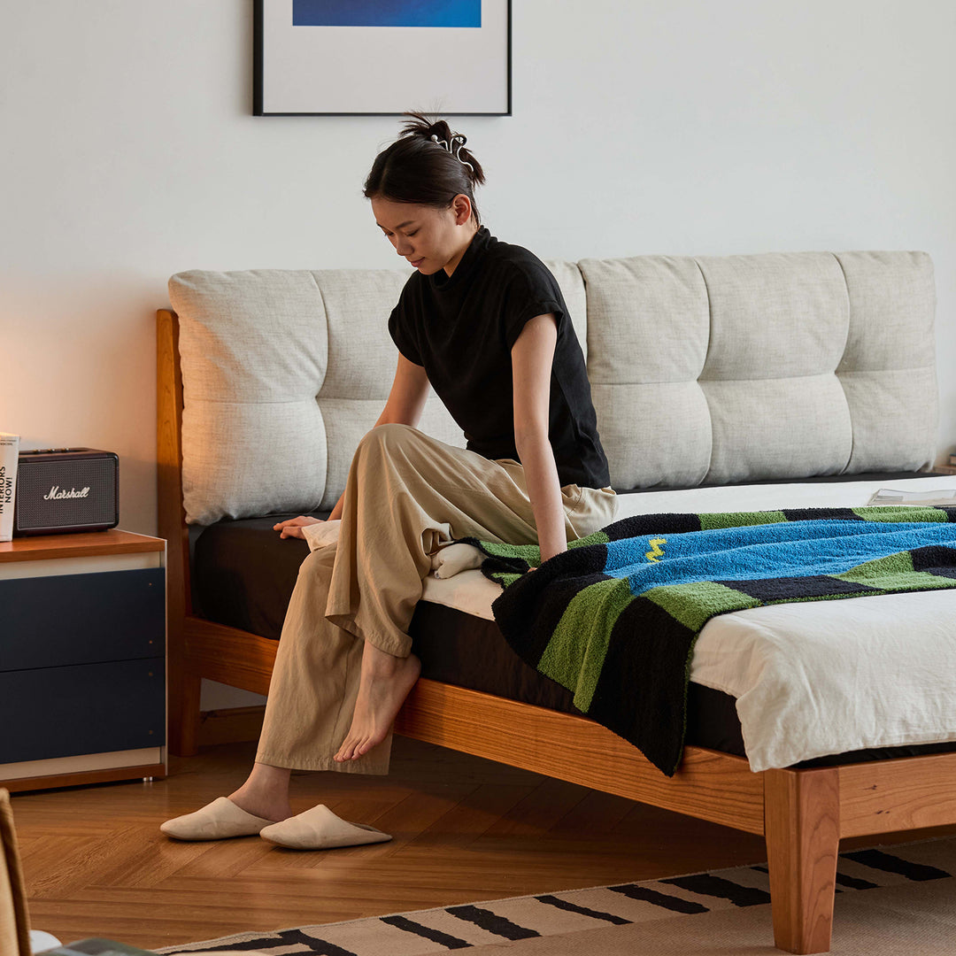 Scandinavian cherry wood cotton fabric bed serene size charts.