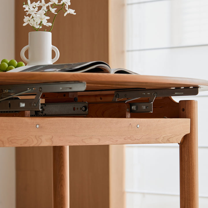 Scandinavian cherry wood extendable dining table minima with context.