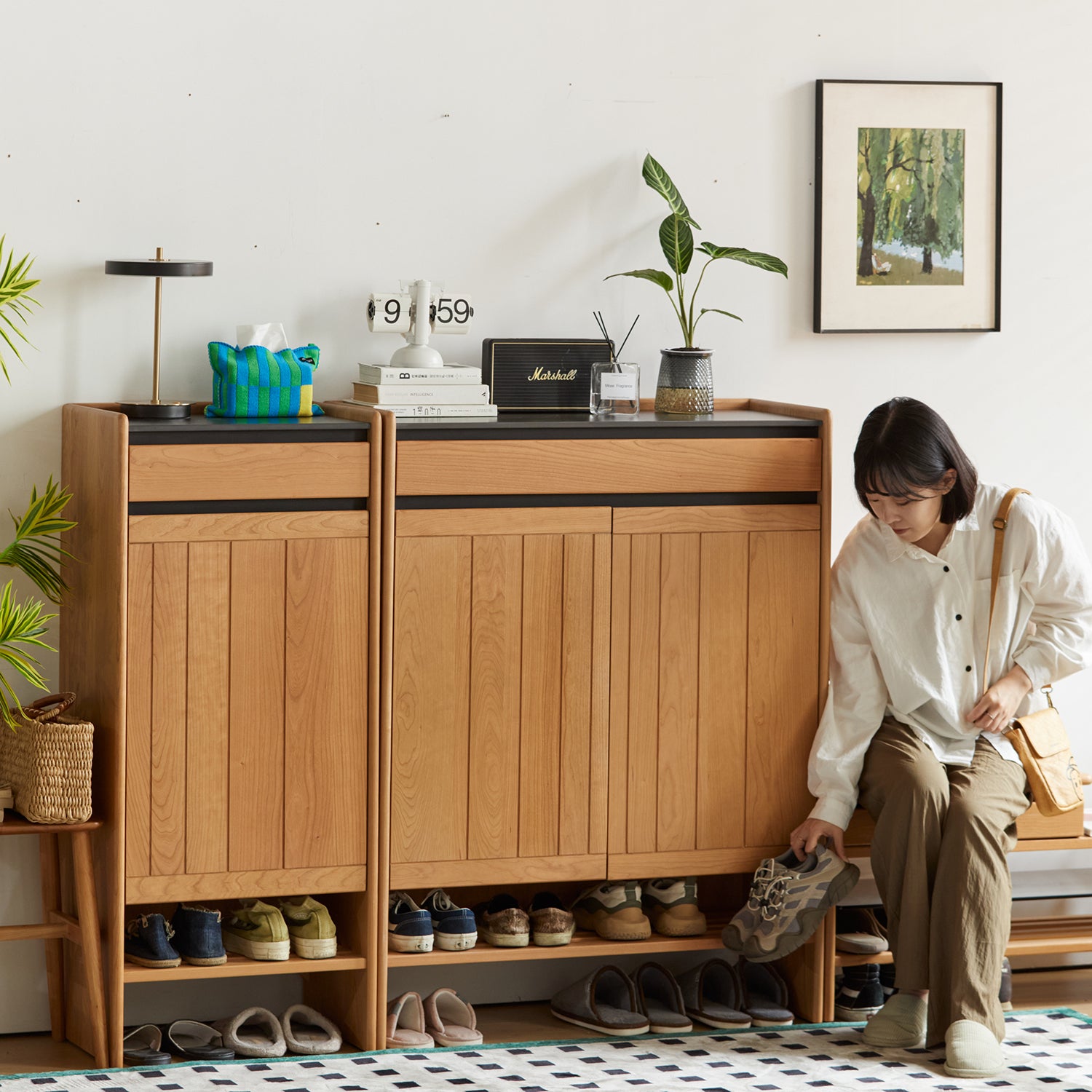 Scandinavian Cherry Wood Modular Shoe Cabinet HARBOR – LOFT HOME
