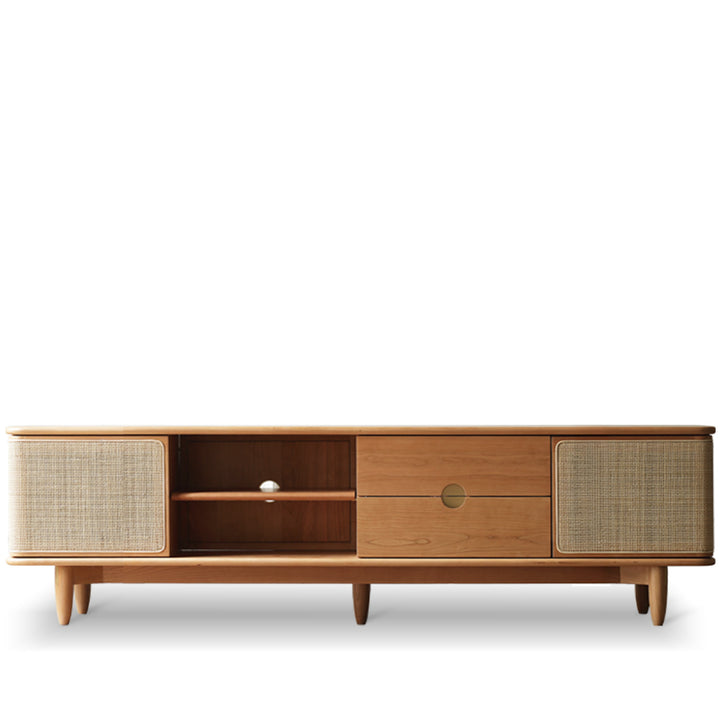 Scandinavian Cherry Wood Rattan TV Console RIVO