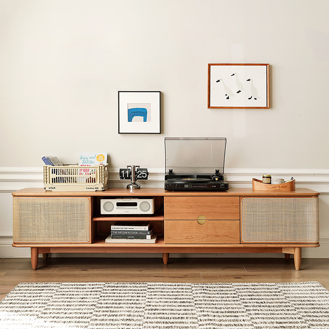 Scandinavian cherry wood rattan tv console rivo size charts.