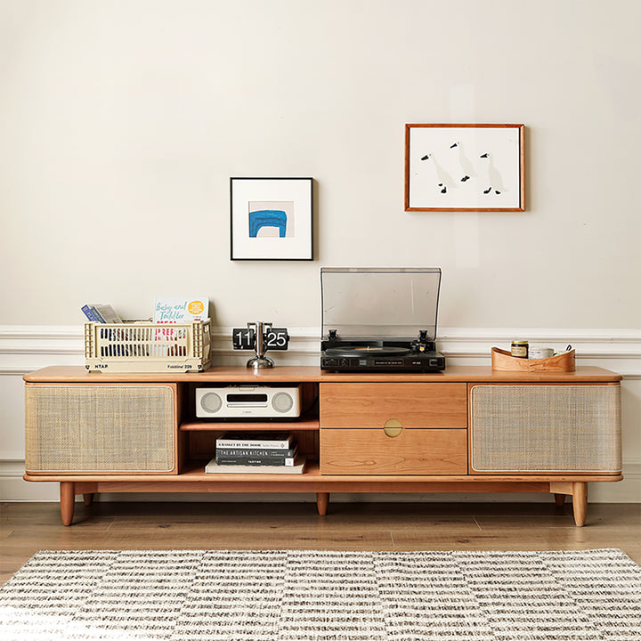 Scandinavian cherry wood rattan tv console rivo size charts.