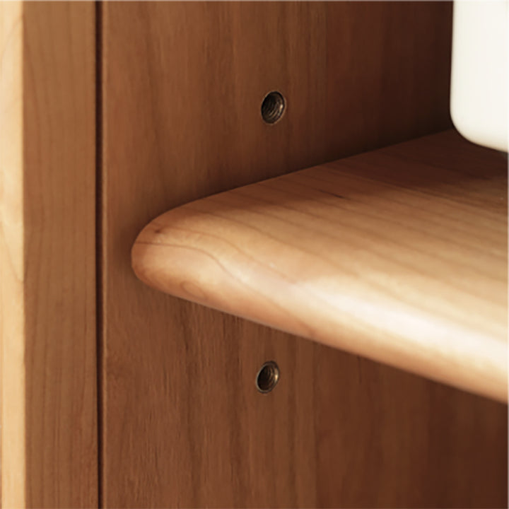 Scandinavian cherry wood rattan tv console rivo in details.