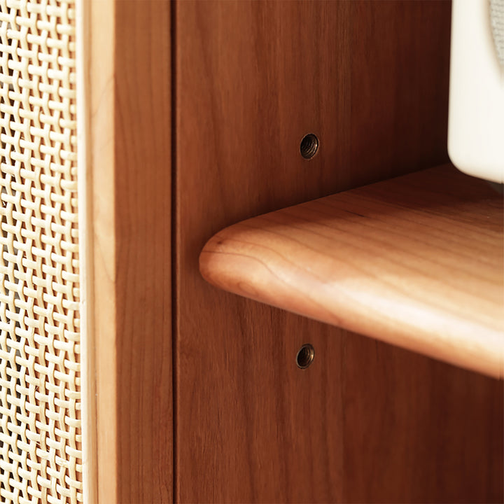 Scandinavian Cherry Wood Rattan TV Console RIVO