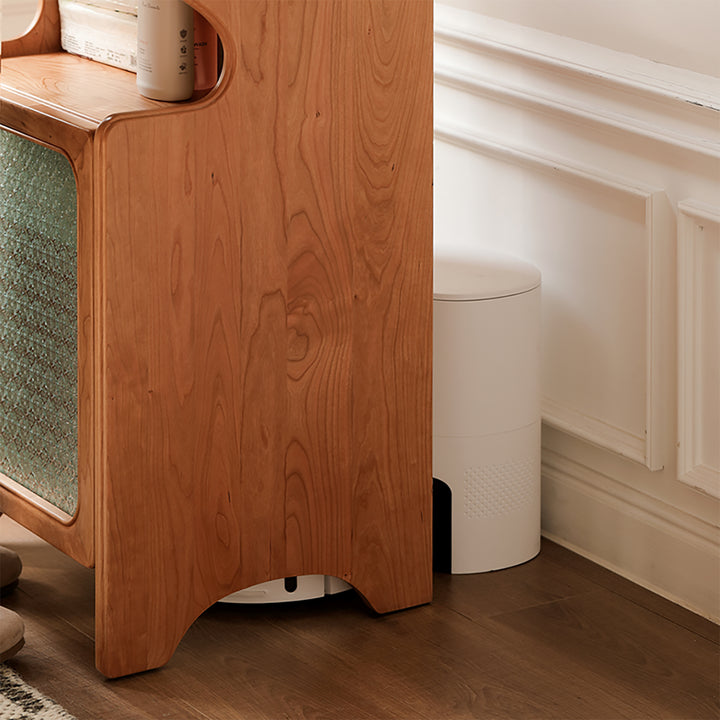 Scandinavian cherry wood robot vacuum cabinet cado in details.