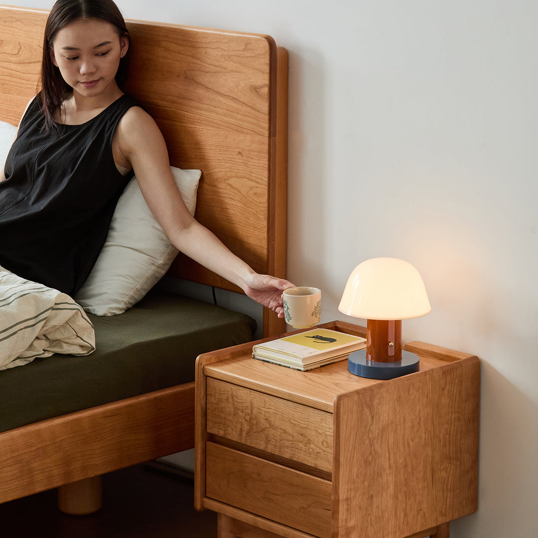 Scandinavian cherry wood side table vista primary product view.