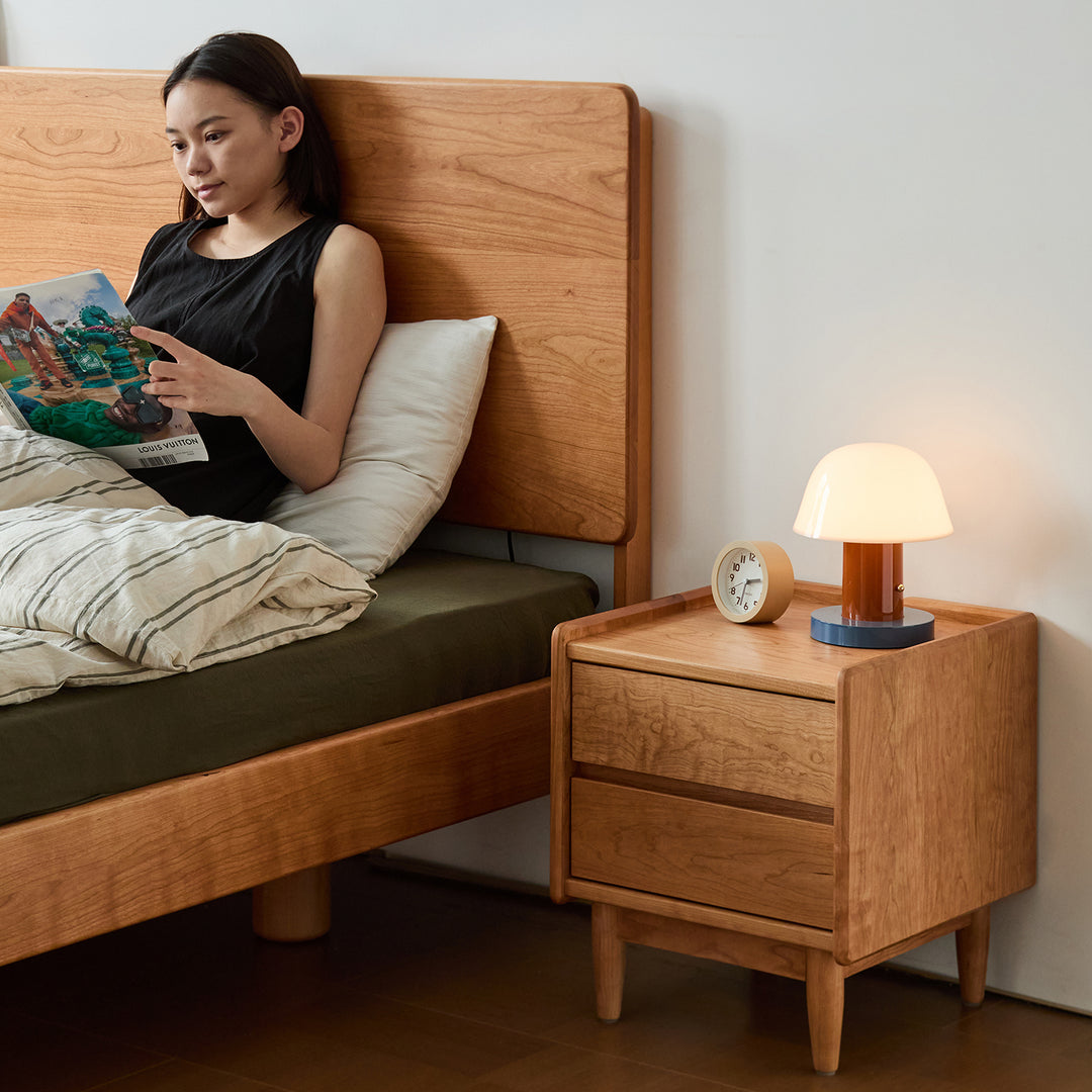 Scandinavian cherry wood side table vista conceptual design.