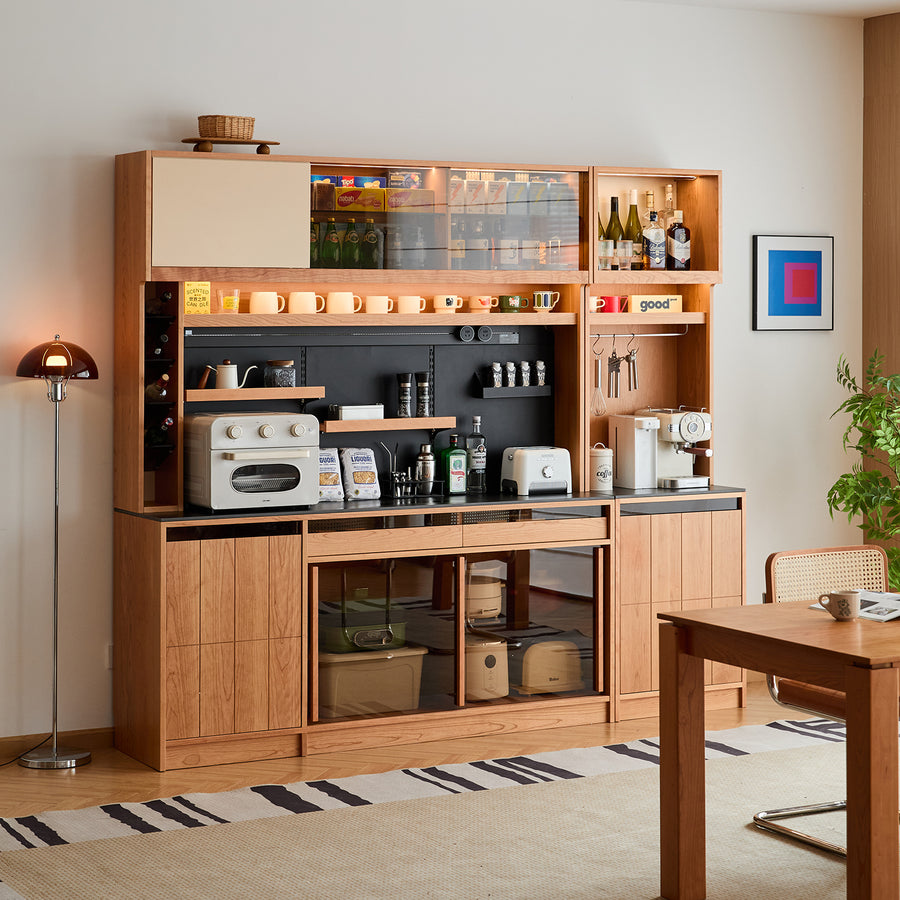 Scandinavian cherry wood sintered stone side cabinet timeless primary product view.