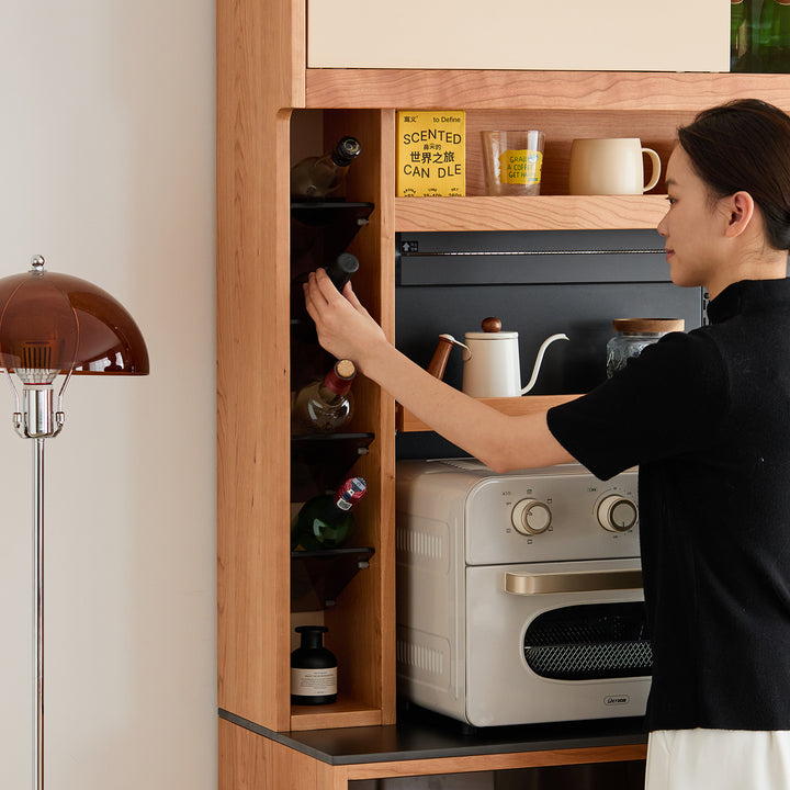 Scandinavian cherry wood sintered stone side cabinet timeless in details.