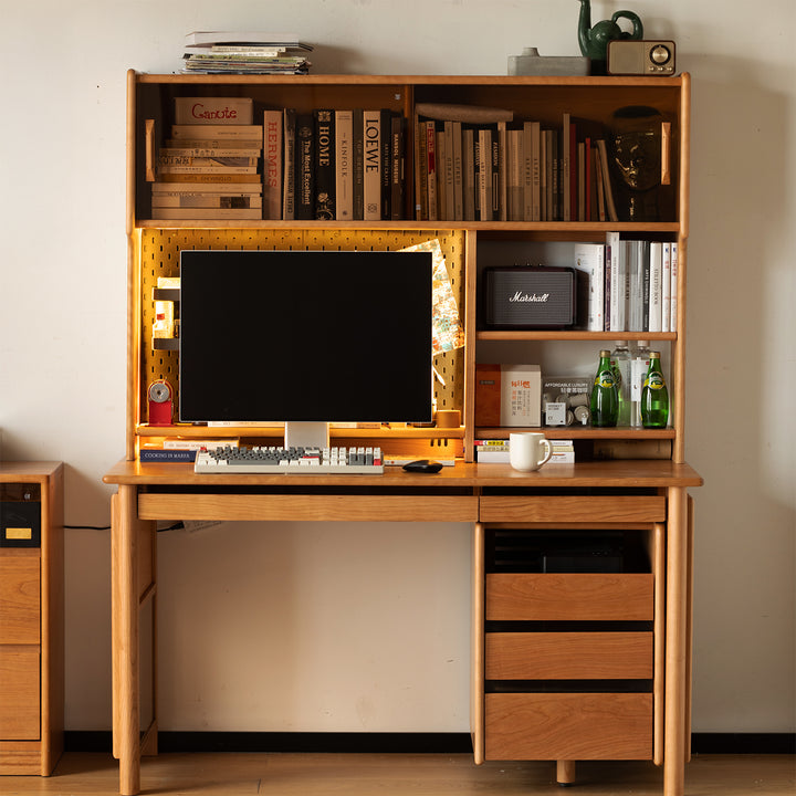 Scandinavian cherry wood study table with shelf cape environmental situation.