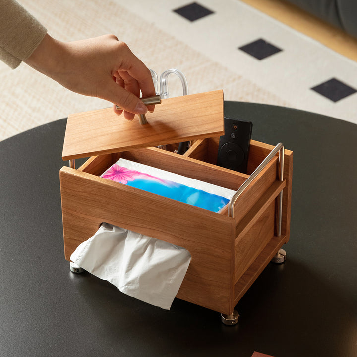 Scandinavian cherry wood tissue box sort material variants.
