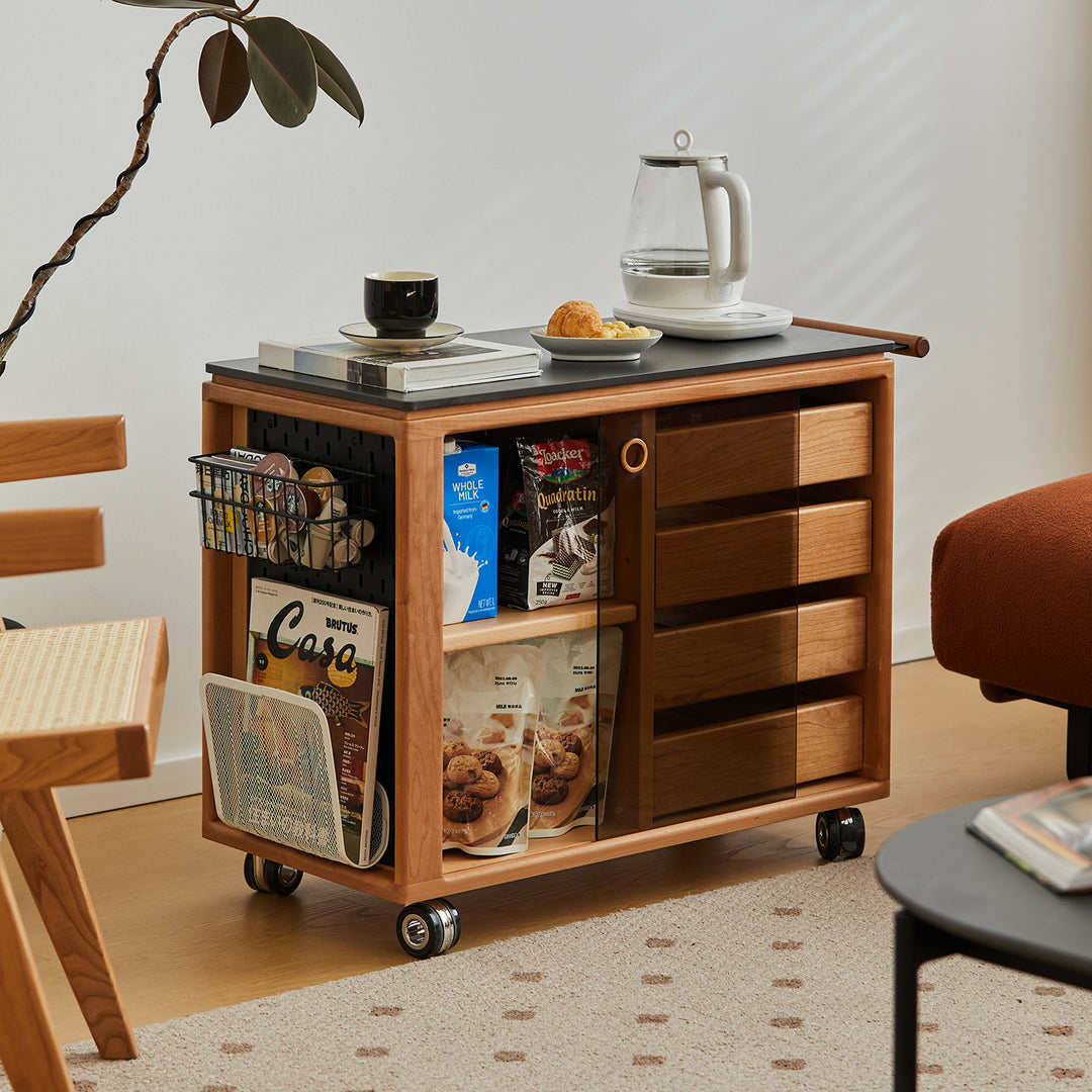 Scandinavian cherry wood wheeled trolley side table bus size charts.