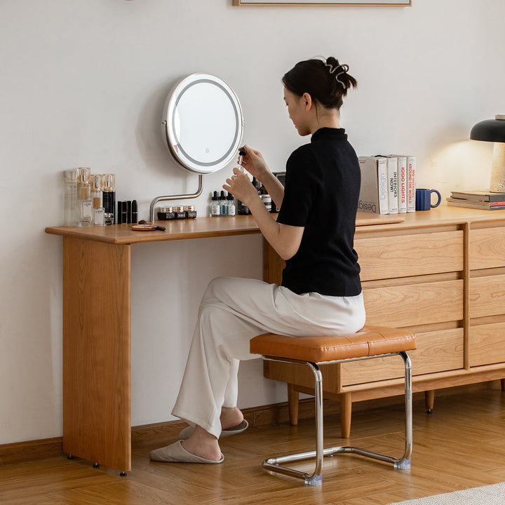Scandinavian cherry wood dressing table vista in details.