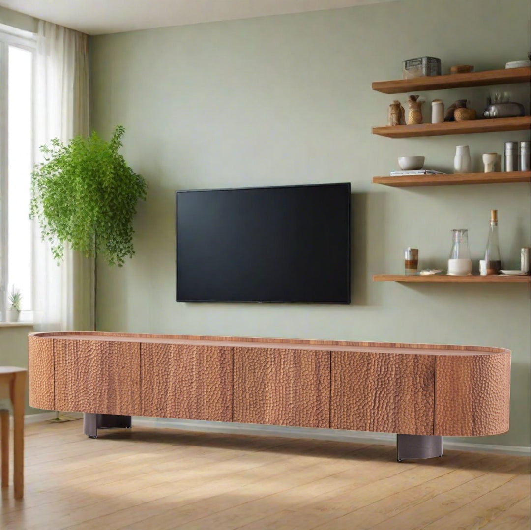 Scandinavian elm wood tv console savvy color swatches.