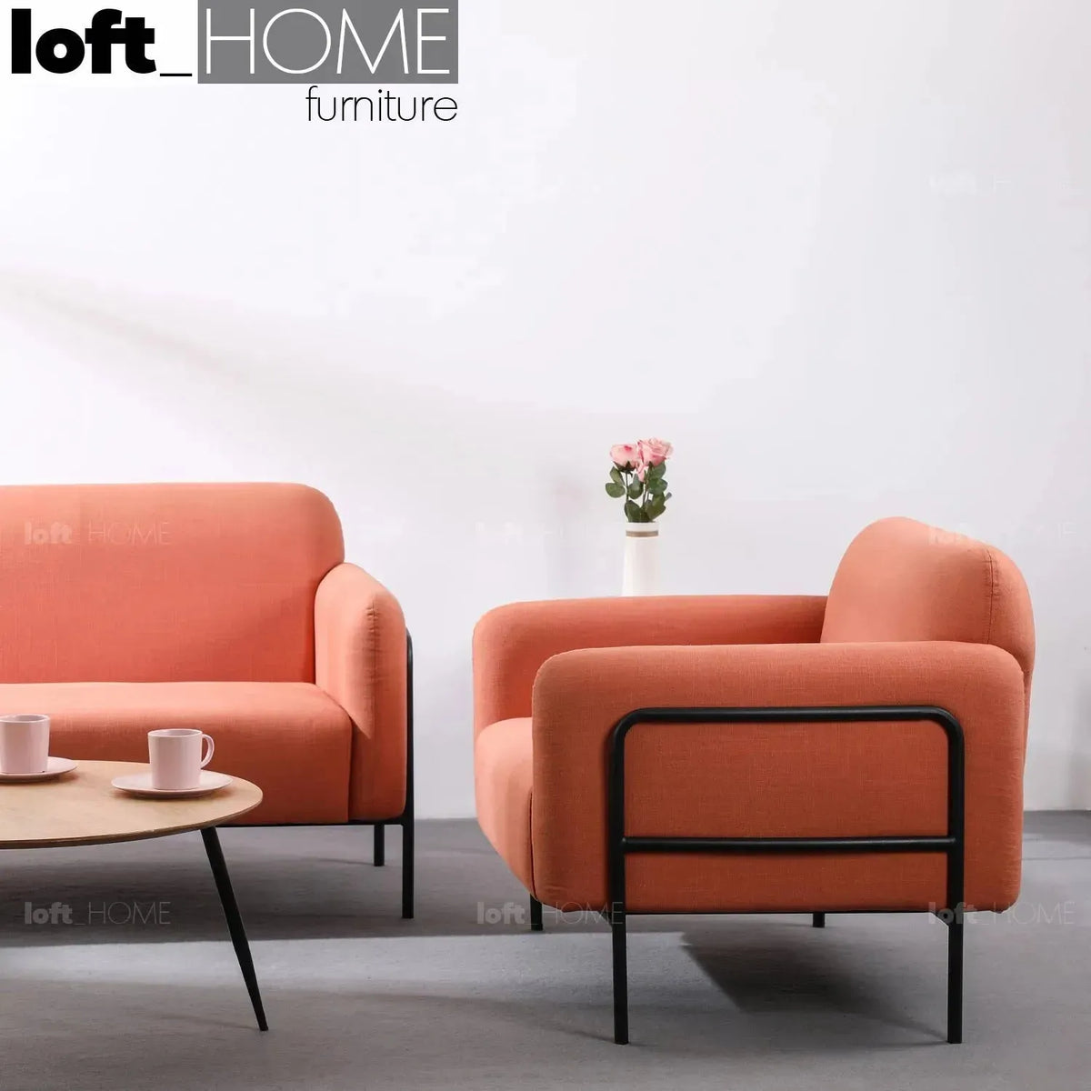 Modern fabric 1 seater sofa helga color swatches.