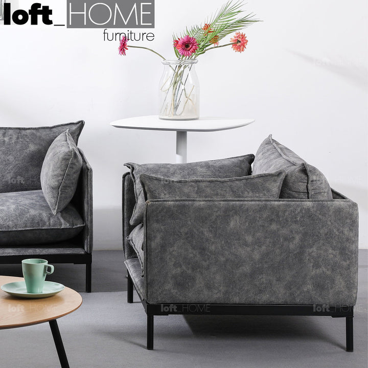 Scandinavian fabric 1 seater sofa liam in details.