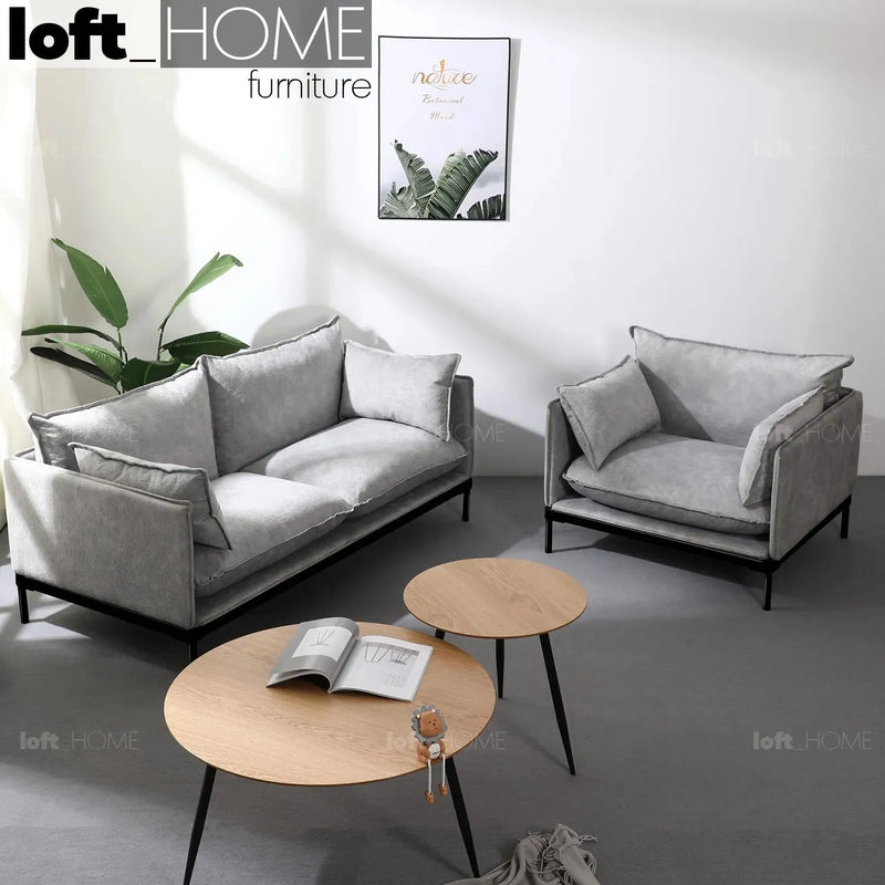 Modern fabric 1 seater sofa liam color swatches.