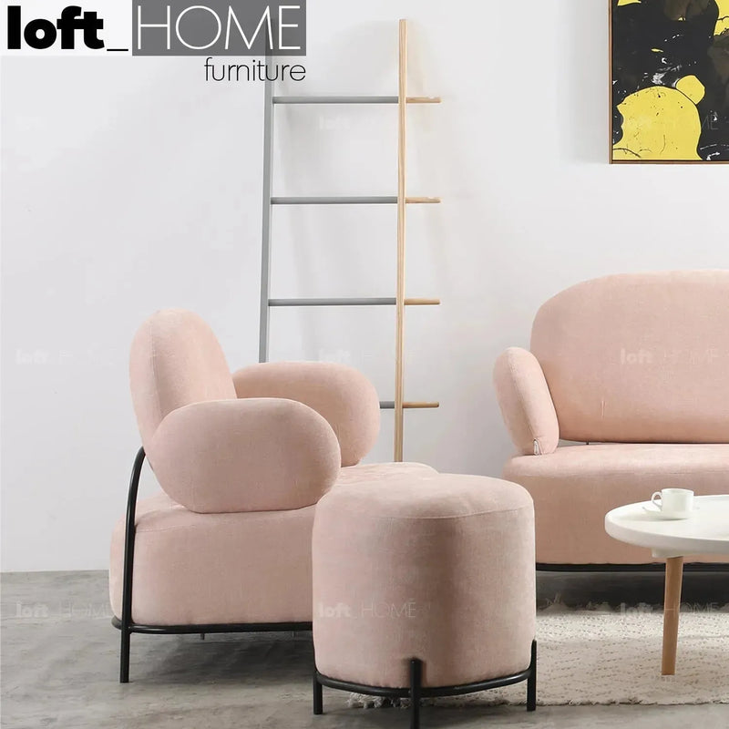 Modern fabric 1 seater sofa lucia color swatches.