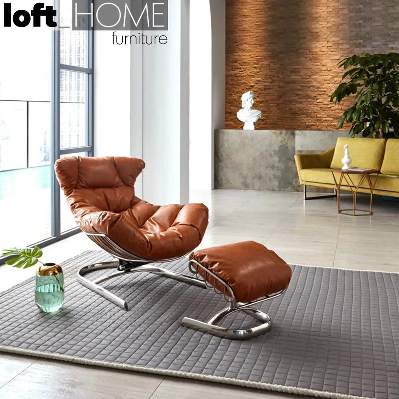 Industrial fabric 1 seater sofa with ottoman venus in details.