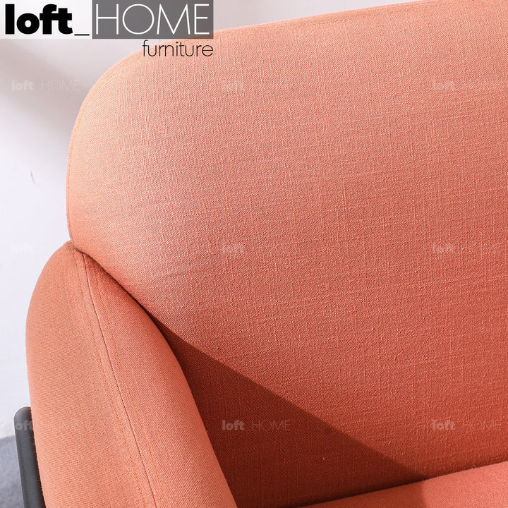 Scandinavian fabric 2 seater sofa helga in close up details.