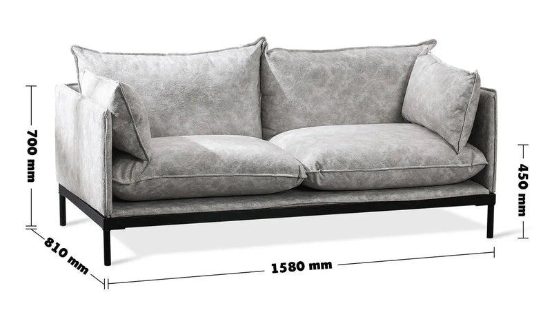 Modern fabric 2 seater sofa liam size charts.