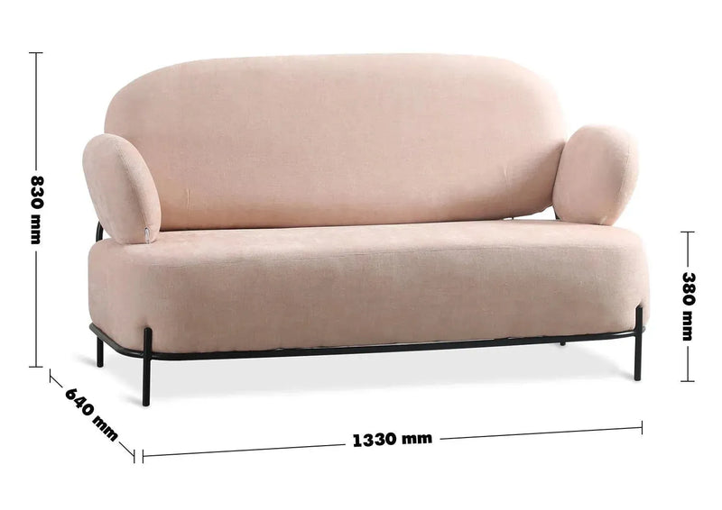 Modern fabric 2 seater sofa lucia size charts.