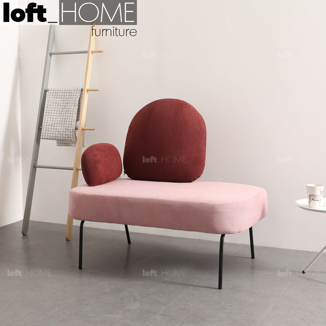 Scandinavian fabric 2 seater sofa sara in details.