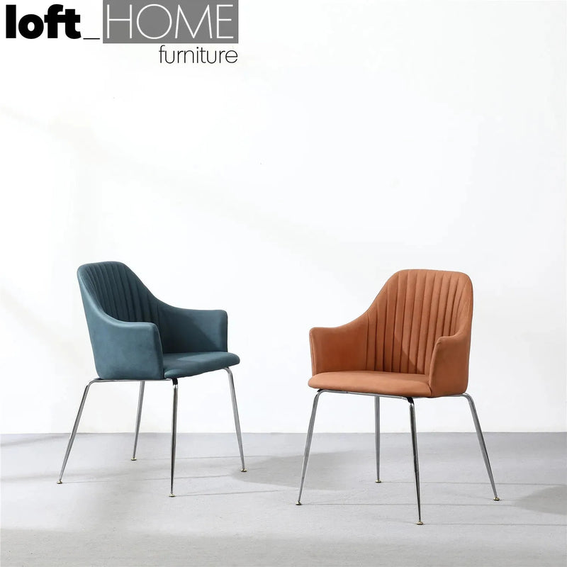 Modern fabric dining chair konna in still life.