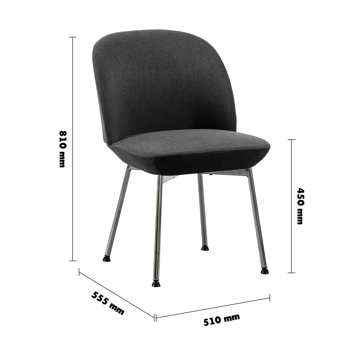 Modern fabric dining chair precious size charts.