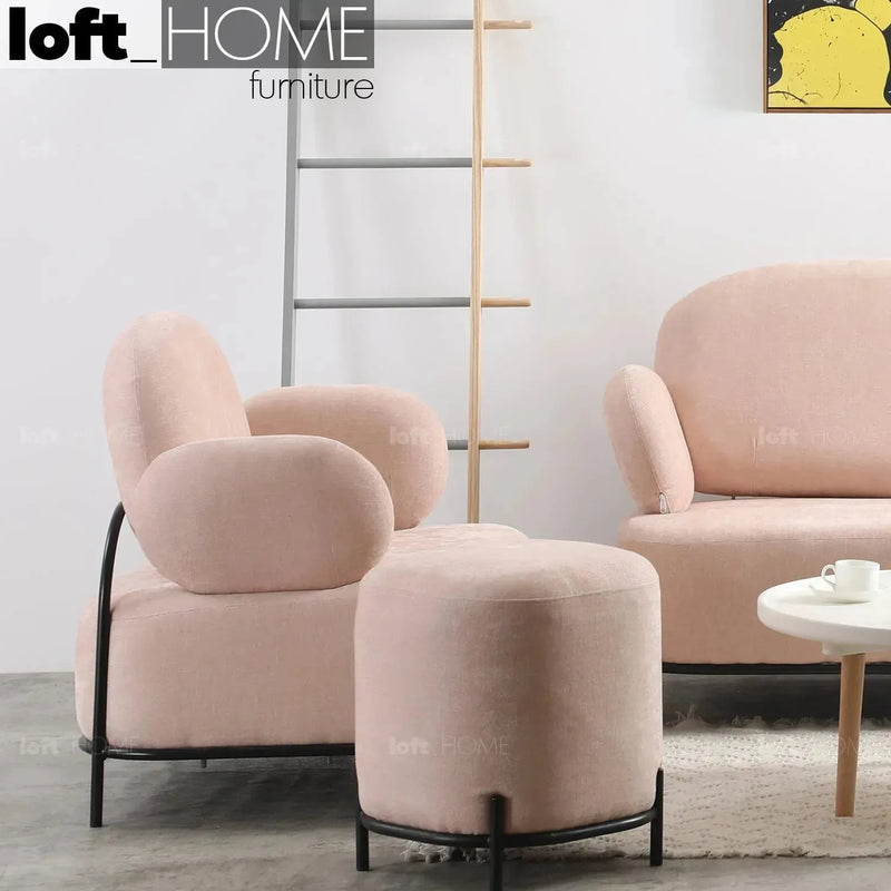 Modern fabric ottoman lucia s in details.