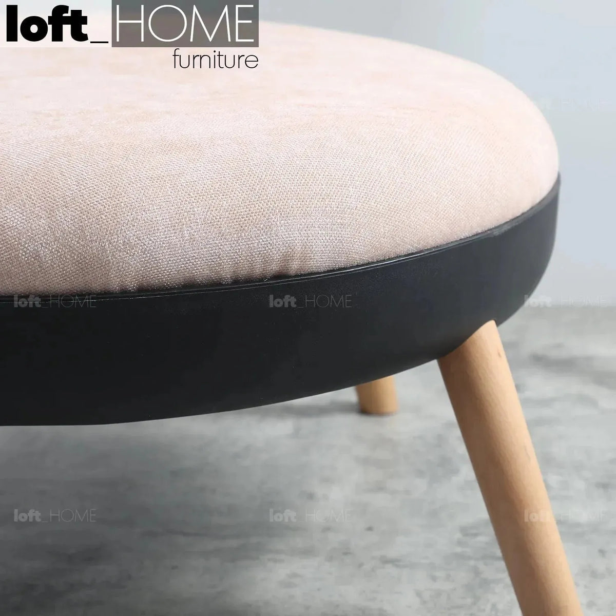 Modern fabric ottoman makron in details.
