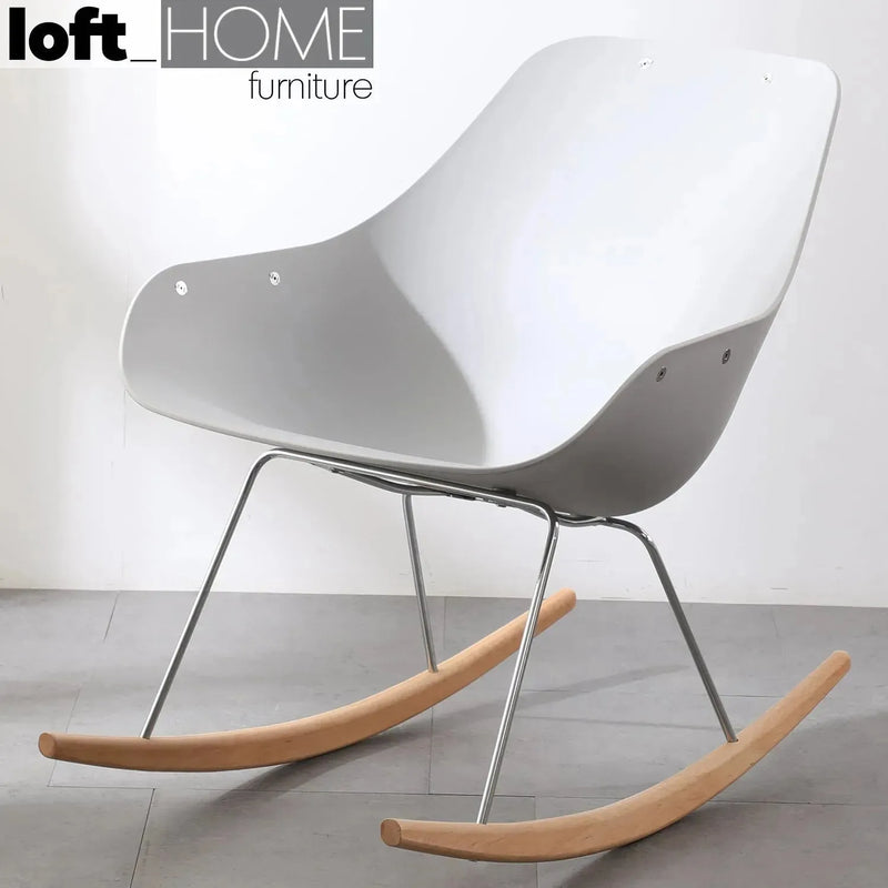 Scandinavian fabric rocking 1 seater sofa kai with context.