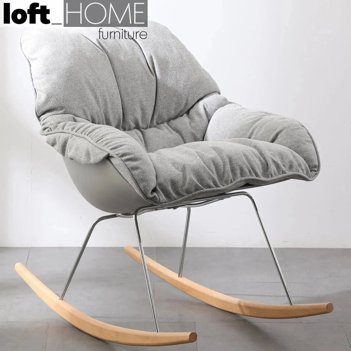 Scandinavian fabric rocking 1 seater sofa kai primary product view.
