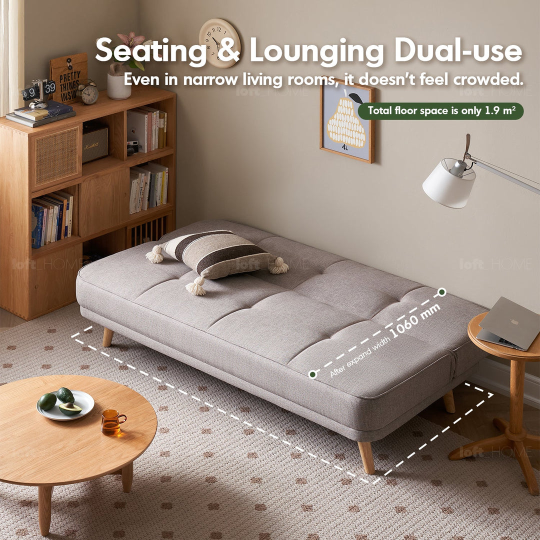 Scandinavian fabric sofa bed flexi with context.