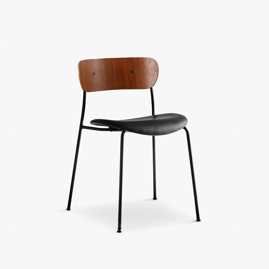 Scandinavian leather dining chair pavilion av1 in real life style.