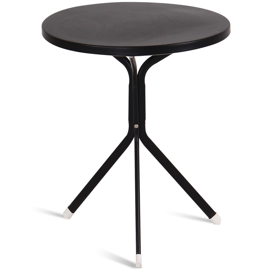 Scandinavian metal side table alaric in white background.