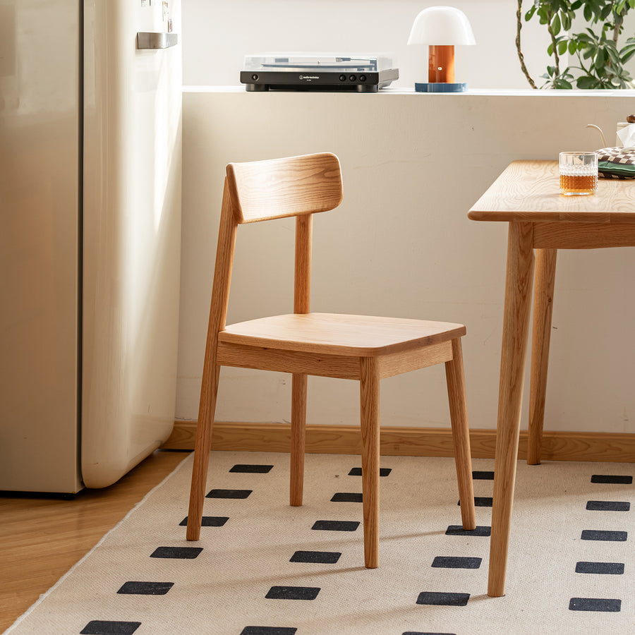 Scandinavian oak wood  dining chair green primary product view.