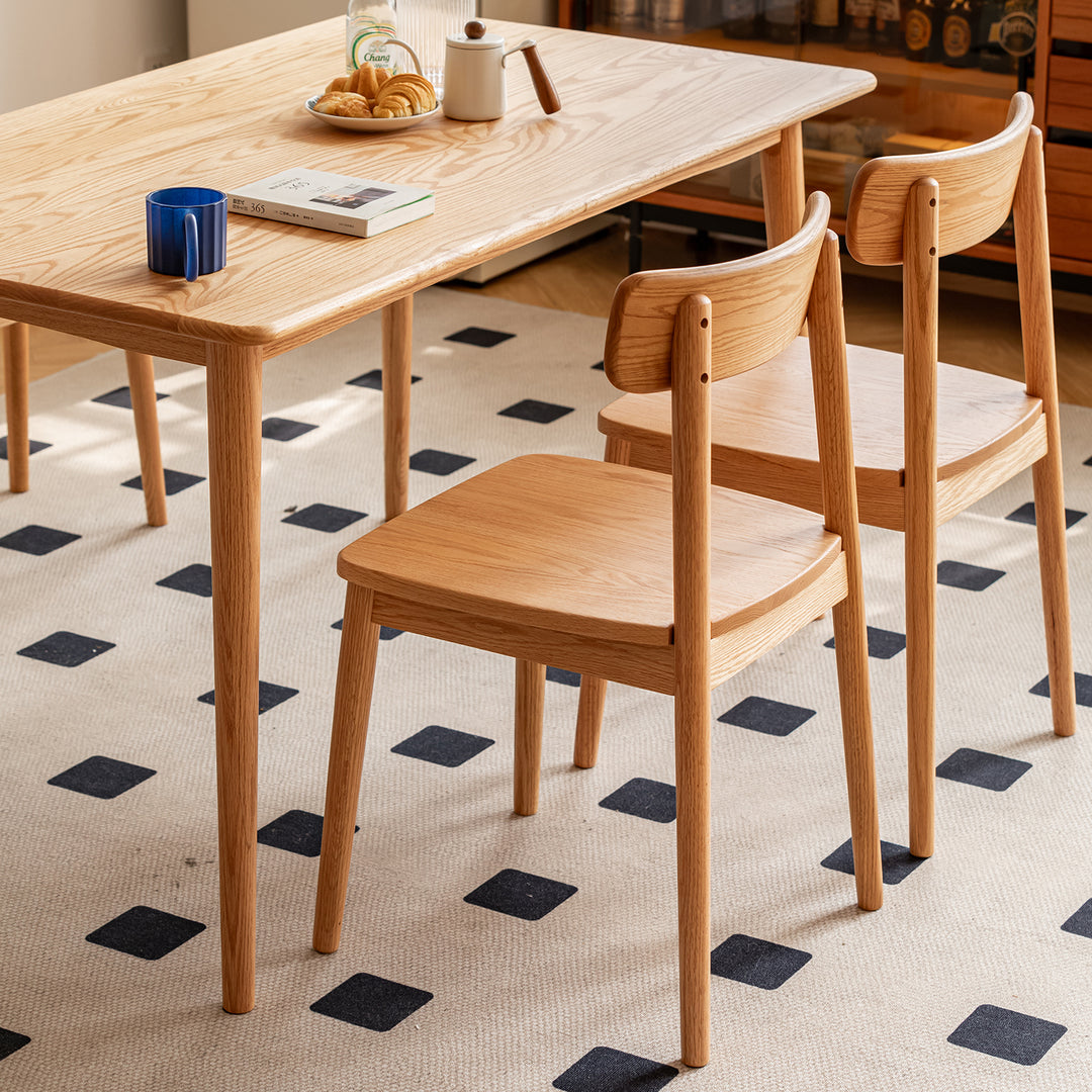 Scandinavian oak wood  dining chair green size charts.